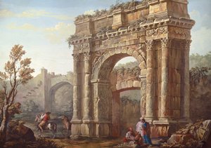 ポイアのセルギウスの門近くの農民 作： Charles Louis Clerisseau